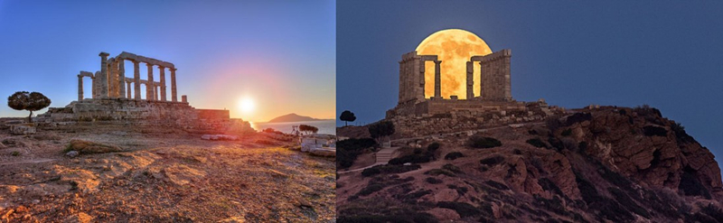 波塞冬神庙：日月映衬下的海角神庙